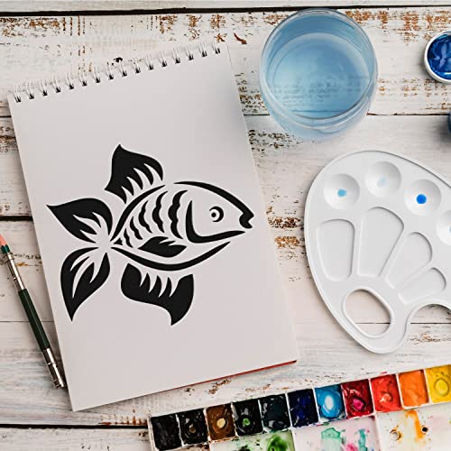 Schablone Fisch Wasser v7 Design Stencil DIY Airbrush Muster Wandgestaltung Sprühschablone 15 x 15 cm von anygoods