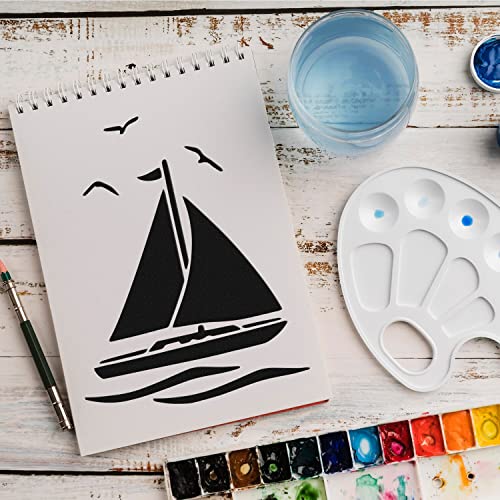 Schablone Schiff Wasser v1 Design Stencil DIY Airbrush Muster Wandgestaltung Sprühschablone 15 x 21 cm von anygoods