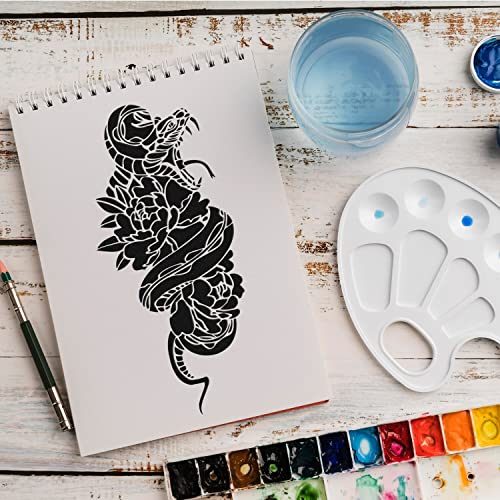 Schablone Schlange Blume v1 Design Stencil DIY Airbrush Muster Wandgestaltung Sprühschablone 15 x 21 cm von anygoods