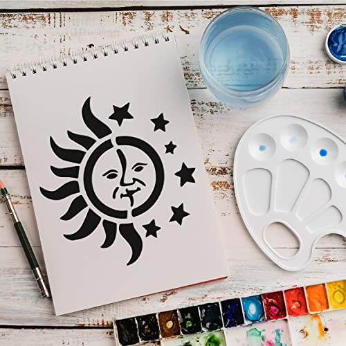 Schablone Sonne Mond v1 Design Stencil DIY Airbrush Muster Wandgestaltung Sprühschablone 21 x 21 cm von anygoods