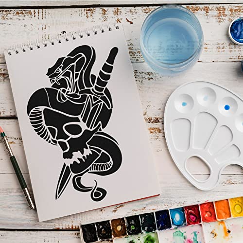 Schablone Totenkopf Schwert v1 Design Stencil DIY Airbrush Muster Wandgestaltung Sprühschablone 15 x 21 cm von anygoods