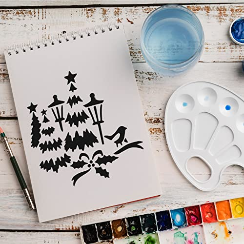 Schablone Winterlandschaft Tannenbaum v1 Design Stencil DIY Airbrush Muster Wandgestaltung Sprühschablone 50 x 50 cm von anygoods