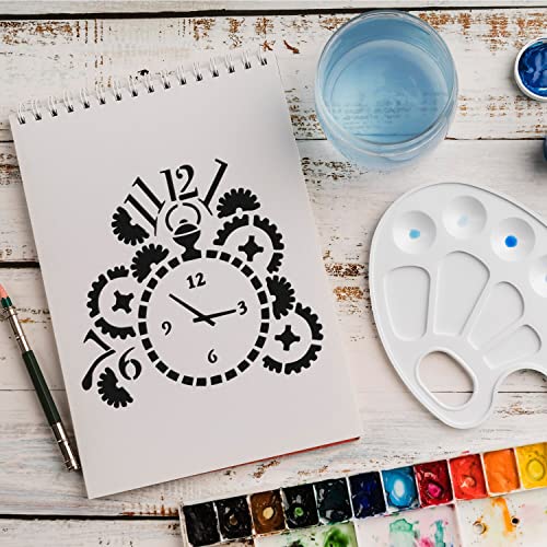 Schablone Zahnraeder Uhr v1 Design Stencil DIY Airbrush Muster Wandgestaltung Sprühschablone 15 x 15 cm von anygoods