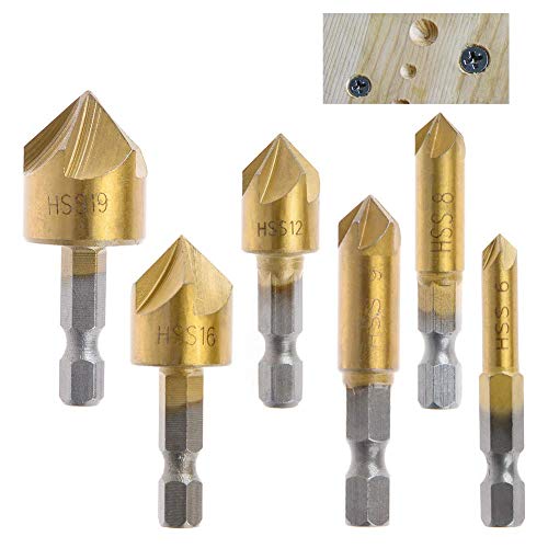 90 Grad Kegelsenker Set Countersink 6 Tlg 5 Flöte Kegelsenker Senker Bits Hss Senker Versenkbohrer 6 Kanntschaft Senker Entgrater Set von aoory