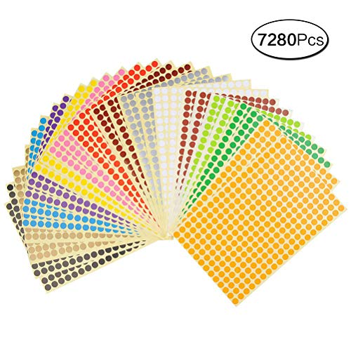 aoory Klebepunkte Bunt Etiketten Markierungspunkte Durchmesser 8Mm Sticker 7280 Punkte 14 Farben Runde Punktaufkleber Set 28 Blätter von aoory