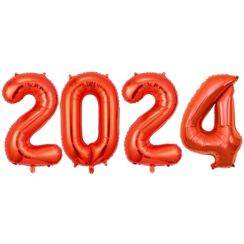 -Luftballons 2024, dekorative Luftballons 2024, Zahlenballons aus Aluminium 2024, große glänzende -Luftballons, nummerierter Folienballon aus -Folie, für die Dekoration des Hauses von apcvm