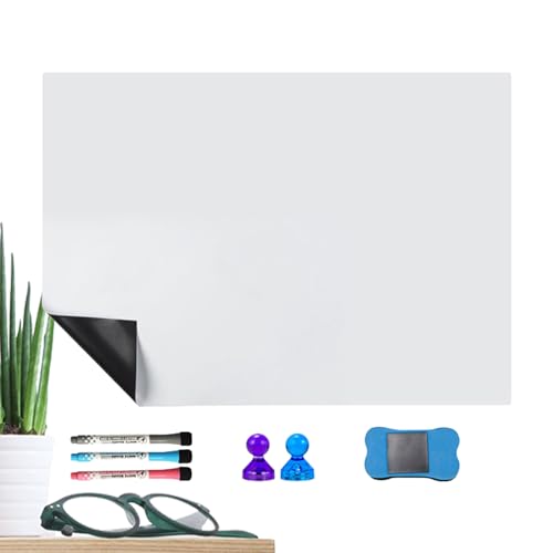 apcvm Whiteboard selbstklebend, magnetisches Whiteboard-Blatt – selbstklebende Whiteboardfolie | Tragbares Whiteboard mit 2 Magneten, 3 Kreidetafel-Markern, 1 Radiergummi für von apcvm