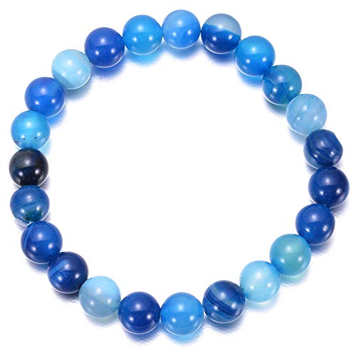 aqasha Natur-Edelstein Perlen 8mm - Blau - Armband - Frauen Männer Schmuck Geschenk (Umfang: 18 cm) von aqasha