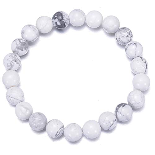 aqasha Natur-Edelstein Perlen 8mm - Magnesit - Armband - Frauen Männer Schmuck Geschenk (Umfang: 18 cm) von aqasha