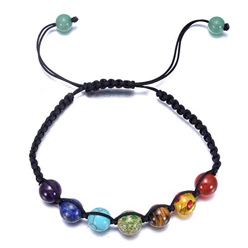 aqasha Natur-Edelstein Perlen 8mm - Stoffband - Chakra Armband - Frauen Männer Schmuck Geschenk (Umfang: 18 cm) von aqasha