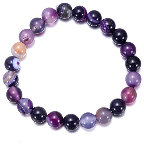 aqasha Natur-Edelstein Perlen 8mm - Violett Bunt - Armband - Frauen Männer Schmuck Geschenk (Umfang: 18 cm) von aqasha