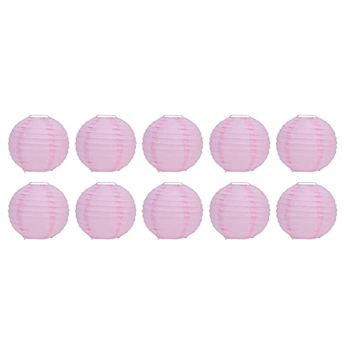 10 Stück 15,2 cm Runde Chinesische Papierlaternen, Festliche Hängende Kugellaterne, Runde Papierlaterne für Hochzeit, Party, Zuhause, Glühbirne, Festliche Dekoration (PINK) von aqxreight