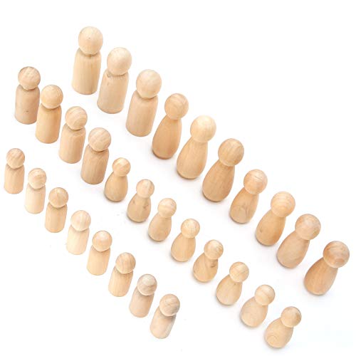 30pcs Hölzerne Peg Puppenkörper Natürliche Unvollendete Menschen Formen DIY MALER KÜNSTE Basteln JM01791 Glatt und Sicher Die Hölzerne Peg Dollwooden Peg Puppenkörper, der Hölzerne Peg Peg Steckt von aqxreight