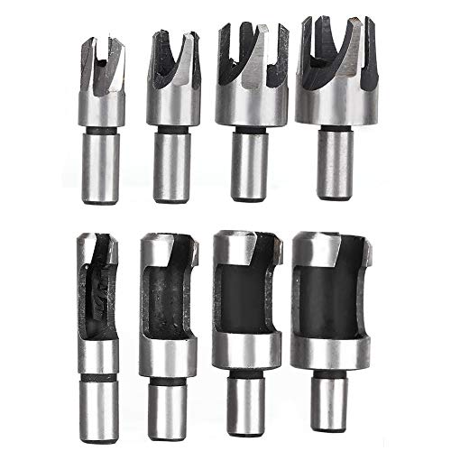 8PCS Kohlenstoffstahlholzstecker Cutter Set mit 10 Mm Rundem Schaftbohrbohrzubehör von aqxreight