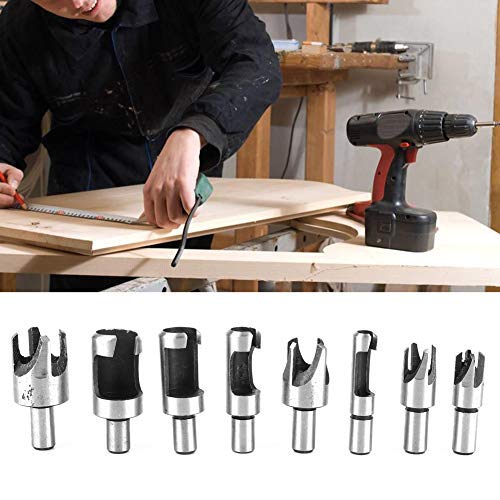 8pcs Kohlenstoffstahl Holzbearbeitungsloch Holzstecker Schneidwerkzeug Bohrmaschine Bit Set Set Set von aqxreight