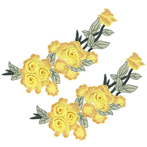 Gestickter Aufnäher mit Blume aus Baumwolle, Einzigartiges DIY-Bekleidungszubehör für Westen, Hüte, Gelb, Ideal Zum Dekorieren von Jacken, T-Shirts, Westen, Hüten (YELLOW) von aqxreight