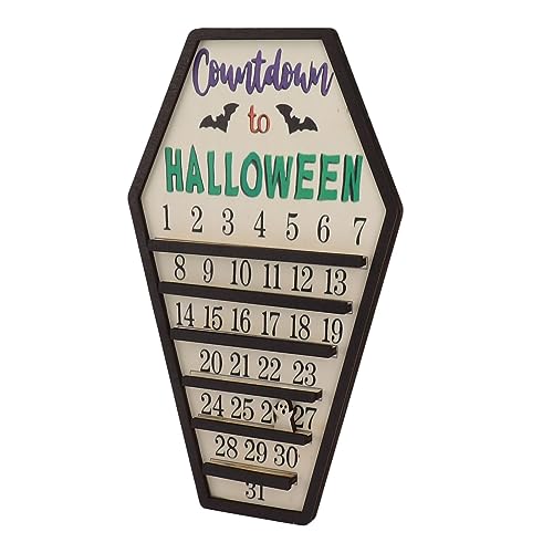 Halloween-Countdown-Schild, Dekor, Geister-Bewegungskalender für Zuhause, Desktop-Ornament, Interaktive Funktion, Holz, Geeignet für Büro, Küchenarbeitsplatte oder Andere Räume, von aqxreight