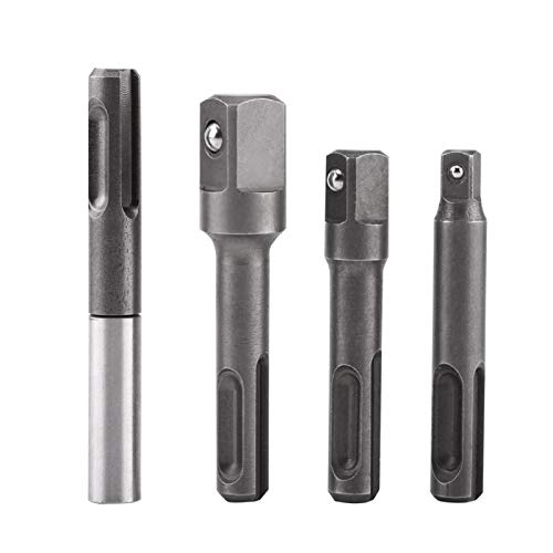 SDS Plus-Adapter, 4-teiliges SDS Plus-Buchsenadapter-Set mit 1/4 "Sechskantbuchse und 1/4" 3/8 "1/2" Vierkant-Steckdosen-Verlängerungsanschluss Power Drill Bit Adapter von aqxreight