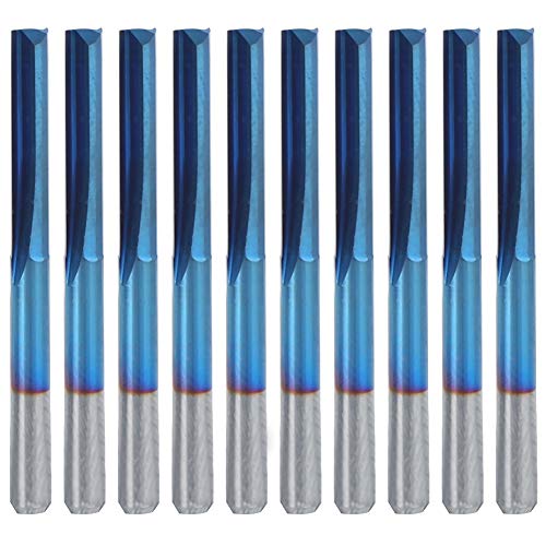 ZDZCYS17DL 10PCS Zementiertes Carbid 3,175 Mm Griff 2-Flute Gerade Fräserblau Die Verwendung von Zementiertem Mahlschneidermahlen, Fräsenschneidermahlen von aqxreight