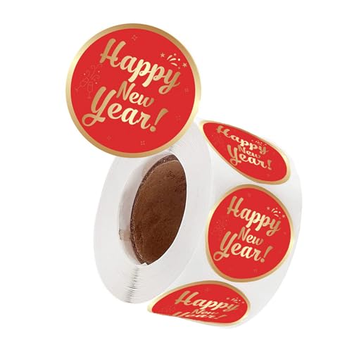 500 Stück Happy New Year Etiketten Selbstklebende Verpackungsetiketten 38 mm Weihnachtsdekoration Aufkleber für Weihnachtskarten von arenmi