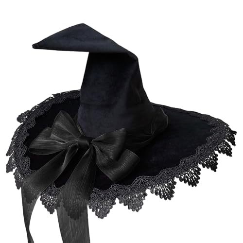 Lolitas Hexenhut Zauberer Cosplay Hut Verstellbare Schleifen Hut Handgemachte Spitzen Hut für Cosplay und Mottopartys von arenmi