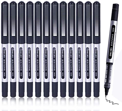 Tintenroller Stifte, 12 Stück Gelstifte Schwarz, 0,5mm Flüssigtinte Rollerball Stift, Schnelltrocknend Gelschreiber Glatter Kugelschreiber für Journaling, Schreiben, Notieren & Skizzieren von ariel-gxr