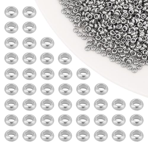 arricraft, 1000 Stück, 304 Abstandsperlen Aus Edelstahl, 2 mm Rondell-Quetschperle, Winzige Stopperperlen, Metall-Abstandshalter, Lose Perlen Für Die Herstellung von DIY-Armbändern von arricraft