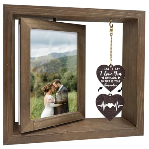 arricraft 1 Stück Doppelseitiger Drehbarer Bilderrahmen Für Hochzeiten Bilderrahmen Aus Holz Mit Der Aufschrift „I Can’T Say I Love You Enough Mit Herzanhängern Geschenk Zum Jahrestag von arricraft