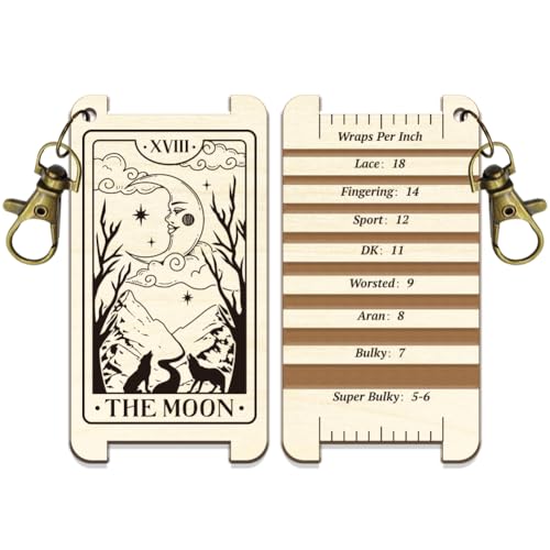 arricraft 1 Stück Mond Tarot Drehkontrollkarte Wahrsagerei Thema Garn WPI Führungslehre Mit Verschluss Holz Garnwickel Führungsbrett Mit Diz Für Spinner Garnmesswerkzeuge Häkelzubehör von arricraft