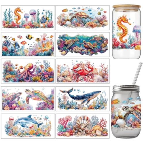 arricraft 10 Stück Buntes UV Transferpapier Für Tassen Mit Meerestiermotiv 10 Stil Unterwassertiere Und Szenen Seepferdchen Koralle UV DTF Cup Wrap Aufkleber Für 16 OZ Glasbecher Basteln arricraft 10 Stück Buntes UV Transferpapier Für Tassen Mit Meerestiermotiv 10 Stil Unterwassertiere Und Szenen Seepferdchen Koralle UV DTF Cup Wrap Aufkleber Für 16 OZ Glasbecher Basteln von arricraft
