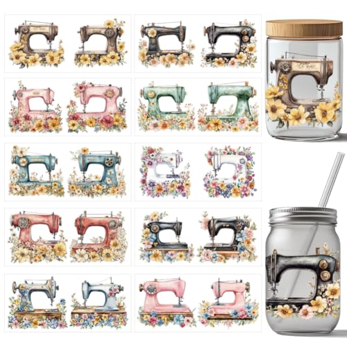arricraft 10 Stück UV Transferpapier Für Nähmaschinen Tassendruck 10 Stile Wasserdichte Vintage Aquarellblumen UV DTF Cup Wrap Aufkleber Für 16 OZ Glasbecher Zum Basteln arricraft 10 Stück UV Transferpapier Für Nähmaschinen Tassendruck 10 Stile Wasserdichte Vintage Aquarellblumen UV DTF Cup Wrap Aufkleber Für 16 OZ Glasbecher Zum Basteln von arricraft