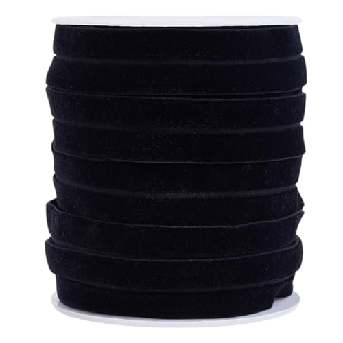 arricraft 10 Yards Weihnachtssamt Elastisches Stretchband 1.5cm (0.59 Zoll) Schwarzes Samtband Satinbandrolle Für Die Hochzeit Geschenkpapier Haarschleifen Für Blumenarrangements Zu Hause von arricraft