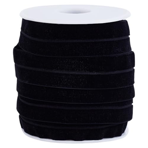 arricraft 10 Yards Weihnachtssamt Elastisches Stretchband 2cm (0.79 Zoll) Schwarzes Samtband Satinbandrolle Für Die Hochzeit Geschenkpapier Haarbögen Blumenarrangements Hauptdekoration von arricraft