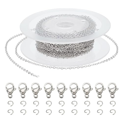 arricraft 10 m Kettenset Zur Schmuckherstellung, Inklusive 2.5 mm Edelstahlkette, Kabelkette, Biegeringe, Karabinerverschlüsse Für Die Herstellung von Selbstgemachtem Schmuck von arricraft