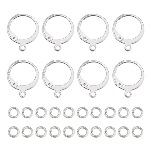 arricraft 100 Stück 304 Edelstahl-Ohrringhaken-Set, Französisch, Leverback-Ohrhaken Mit 100 offenen Biegeringen Für Die DIY-Schmuckherstellung, Loch Ca. 1.5mm von arricraft