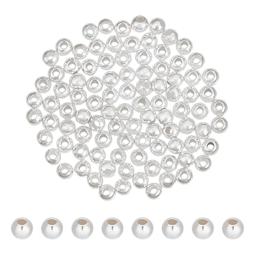 arricraft 100 Stück 925 Sterling Silber Perlen Zur Schmuckherstellung 2.5mm (0.1 Zoll) Nahtlose Glatte Kleine Runde Abstandsperlen Für Die Herstellung von Ringen Halsketten Ohrringen von arricraft