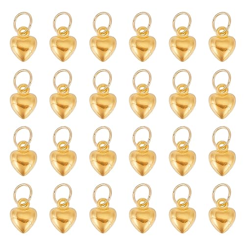 arricraft 100 Stück Herzanhänger Mit Biegeringen, Goldene Herzförmige Legierungsperlen-Charms, 3D-Liebesbaum-Anhänger Für Die DIY-Herstellung von Schmuckarmbändern von arricraft