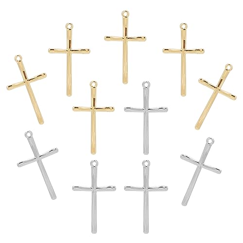 arricraft 20 Stück Kreuz-Anhänger Aus Legierung, Silberne Und Goldene Kreuz-Charm-Sets Mit Überzug, Kreuz-Anhänger Für Halskette, Armband, Schmuckherstellung, DIY-Basteln von arricraft