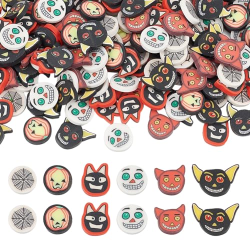 arricraft 240 Stück Halloween Cabochons Mit Flacher Rückseite. 6 Stil Verzierungen Aus Polymer Ton Geister Und Spinnennetz Kürbis Anhänger Flache Runde Ornamente Perlen Für Die Herstellung arricraft 240 Stück Halloween Cabochons Mit Flacher Rückseite. 6 Stil Verzierungen Aus Polymer Ton Geister Und Spinnennetz Kürbis Anhänger Flache Runde Ornamente Perlen Für Die Herstellung von arricraft