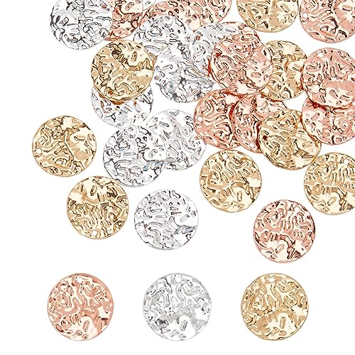 arricraft 36 Stück Flache runde Leere Charms, 3 Farben Messinganhänger Mit Strukturprägung, Gravur, Rohlinge, Anhänger, 1 mm Loch Für Halskette, Schmuck, DIY, Basteln von arricraft