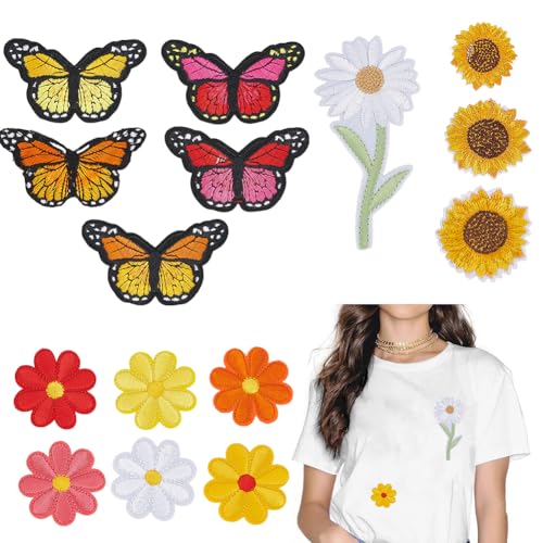 arricraft 38 Stück Schmetterling und Blume zum Aufbügeln, Frühlingsmotiv, Stoff, bestickt, selbstklebend, Sonnenblumen, Gänseblümchen, Blumen, Formen für Kleidung, DIY-Zubehör, Kleidung, Dekoration arricraft 38 Stück Schmetterling und Blume zum Aufbügeln, Frühlingsmotiv, Stoff, bestickt, selbstklebend, Sonnenblumen, Gänseblümchen, Blumen, Formen für Kleidung, DIY-Zubehör, Kleidung, Dekoration von arricraft
