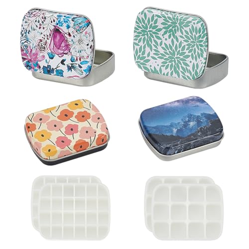 arricraft 4 Sets leere Mini-Aquarell-Blechboxen, 4 Stile, mattiertes bedrucktes Weißblech, Schmuck-Aufbewahrungsboxen mit Scharnierdeckel mit 4 Stück 2 Stilen, Kunststoffgitter, Perlenbehälter für arricraft 4 Sets leere Mini-Aquarell-Blechboxen, 4 Stile, mattiertes bedrucktes Weißblech, Schmuck-Aufbewahrungsboxen mit Scharnierdeckel mit 4 Stück 2 Stilen, Kunststoffgitter, Perlenbehälter für von arricraft