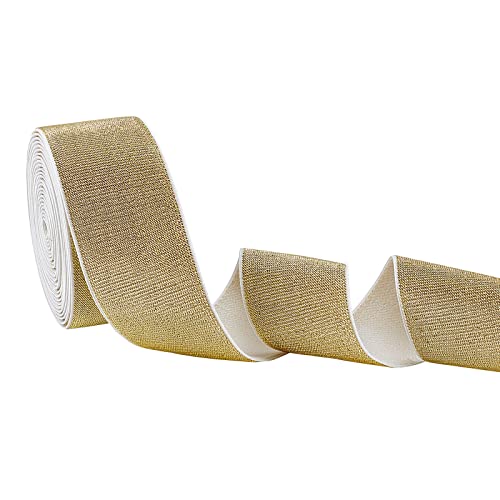 arricraft 4.5 m ultra-breites Gummiband, 5 cm Gold-Glitzer-Elastikbänder, einseitig, schwer, dehnbar, Glitzerband für Hochzeit, Nähen, Geschenkverpackungen, Blumenarrangements, Heimdekoration von arricraft