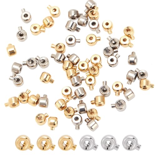 arricraft 60 Stück Messing-Quetschperlen, 2 Farben Lose Rondelle Spacer Perlen Metall Unregelmäßige Form Crimp Charms Zubehör Für Armband Halskette Schmuckherstellung Silber & Golden von arricraft