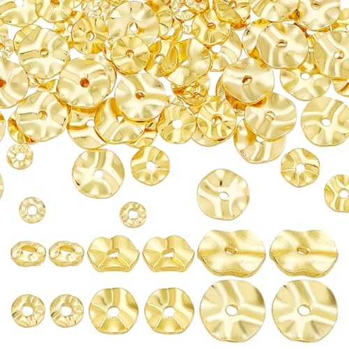 arricraft 90 Stück 3 Größen 18 Karat vergoldete gewellte Messingperlen lose Perlen, flache runde tibetische Metallperlen für DIY Handwerk Armbänder Halsketten Schmuckherstellung Zubehör Zubehör arricraft 90 Stück 3 Größen 18 Karat vergoldete gewellte Messingperlen lose Perlen, flache runde tibetische Metallperlen für DIY Handwerk Armbänder Halsketten Schmuckherstellung Zubehör Zubehör von arricraft