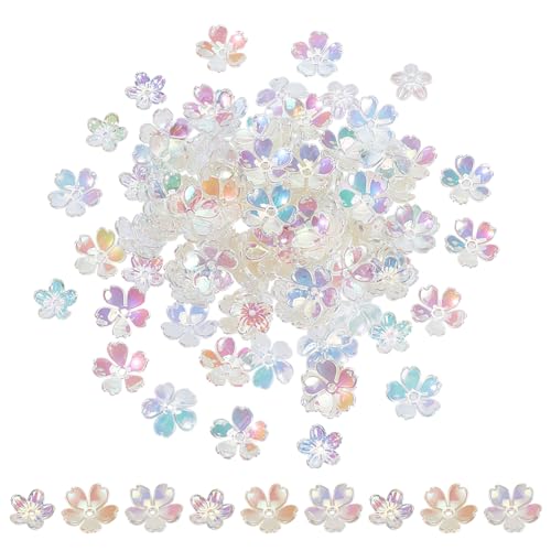 arricraft Ca. 300 Stück Acryl Perlenkappen In Blumenform. 5 Blütenblatt Blumenperlen Endkappen Regenbogen ab Farbe Florale Abstandshalter Lose Perlen Für Armband Halskette Schmuckherstellung von arricraft