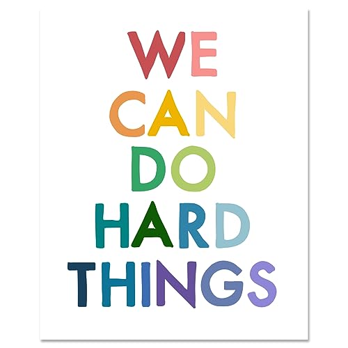 arricraft Motivations-Mindest-Poster, We Can Do Hard Thing-Hausdruck-Dekor Positive Bunte Buchstaben Klassenzimmer-Kunst-Dekor Rechteckiges Boho-Affirmations-Dekor 20.5x25.4cm von arricraft