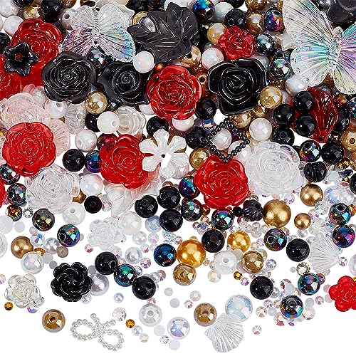 arricraft Sortiert Acrylperlen-Charms, 9 Stile Blume/Schmetterling Flachrücken Cabochons Charms Gemischte Farben Perlen Für Telefondekoration Schmuckherstellung DIY Handwerk von arricraft