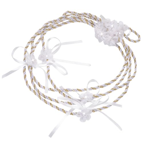 arricraft Weißes Lasso Seil Für Hochzeiten 1.75 Yards Hochzeitskordel Mit Chiffon Mit Plastikperlenblume Makramee Polyesterkordel Handgelenk Anstecker Für Hochzeitsfeier Dekorationen von arricraft