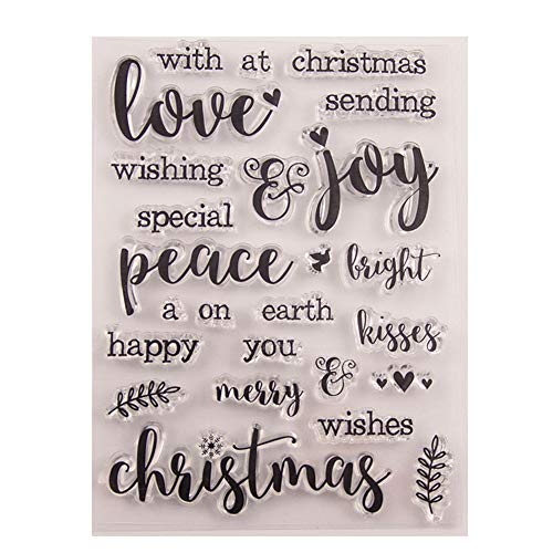 Merry Christmas Phrase Words Sentiments Joy Peace Clear Stamps Scrapbook Dekorative Kartenherstellung Clear Stamp von arriettycraft